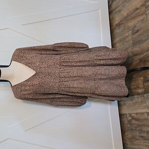 Tan & Black Flowy Animal Print Dress